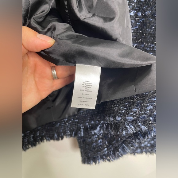 Talbots Shimmer Sparkly Blue Black Double Breast Blazer Sz 10P Career Holiday - Picture 3 of 14